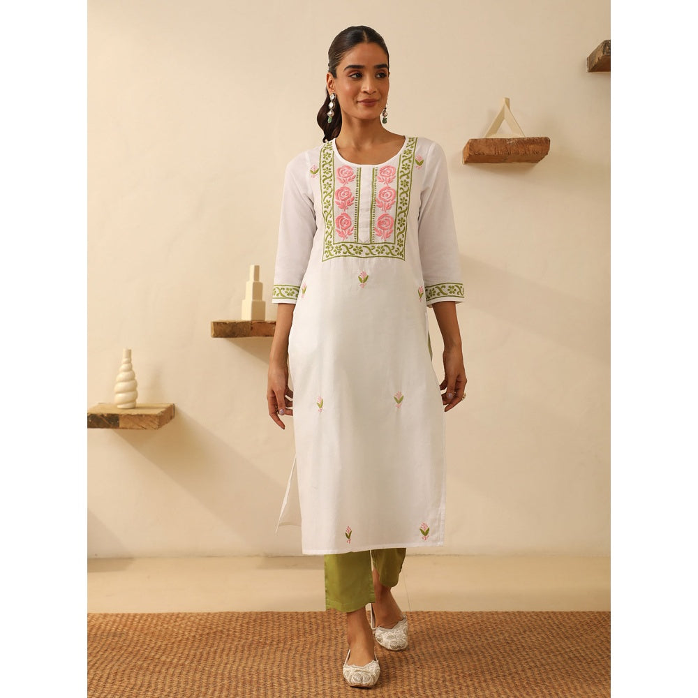 House of Chikankari Cotton Chikankari Embroidered Kurta