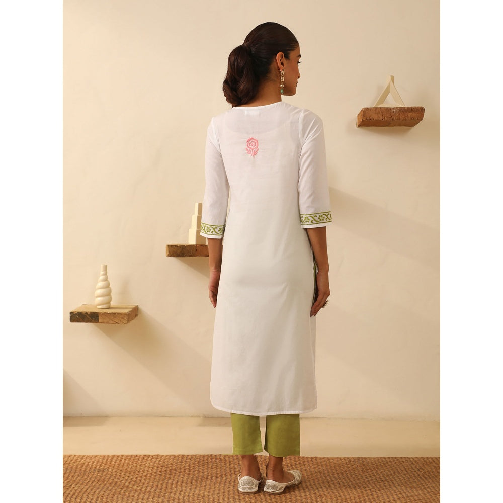 House of Chikankari Cotton Chikankari Embroidered Kurta