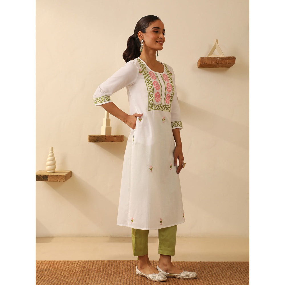 House of Chikankari Cotton Chikankari Embroidered Kurta
