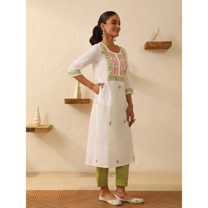 House of Chikankari Cotton Chikankari Embroidered Kurta