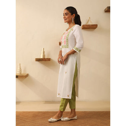 House of Chikankari Cotton Chikankari Embroidered Kurta