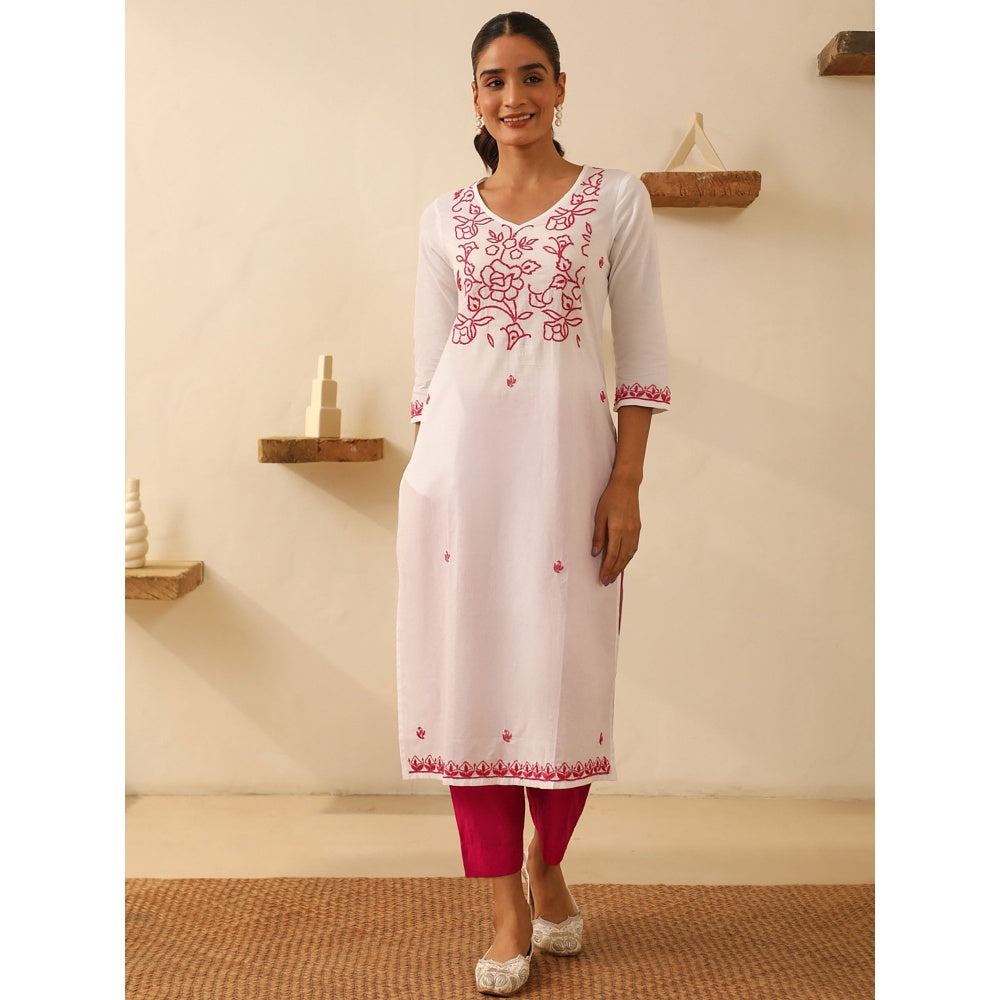 House of Chikankari Cotton Chikankari Embroidered Kurta