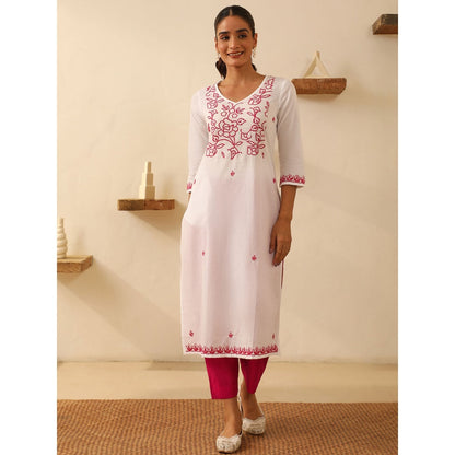 House of Chikankari Cotton Chikankari Embroidered Kurta