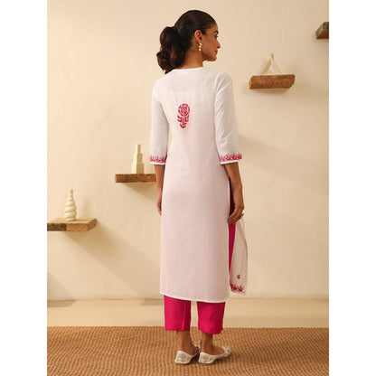 House of Chikankari Cotton Chikankari Embroidered Kurta