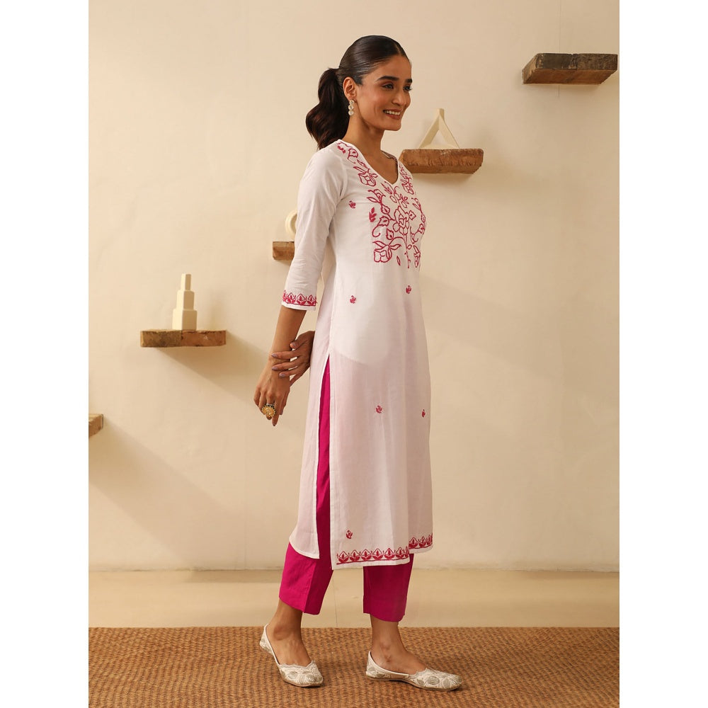House of Chikankari Cotton Chikankari Embroidered Kurta