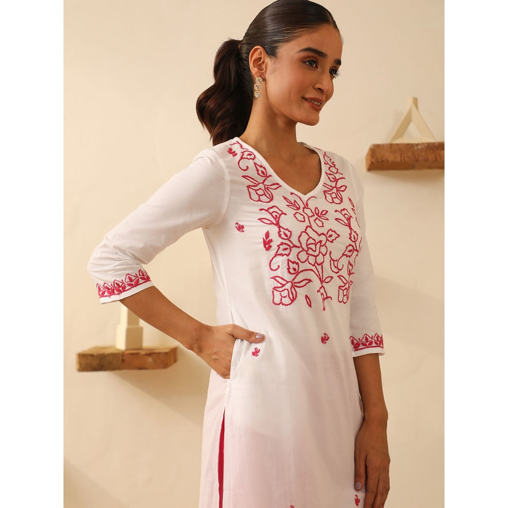 House of Chikankari Cotton Chikankari Embroidered Kurta