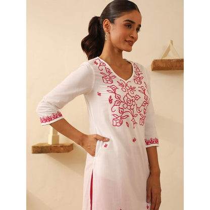 House of Chikankari Cotton Chikankari Embroidered Kurta