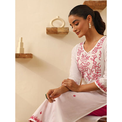 House of Chikankari Cotton Chikankari Embroidered Kurta