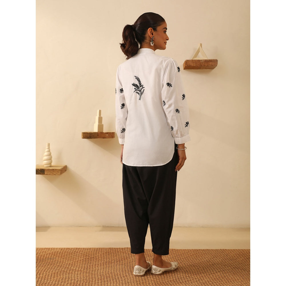 House of Chikankari White Chikankari Cotton Embroidered Shirt