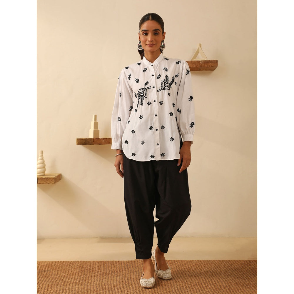 House of Chikankari White Chikankari Cotton Embroidered Shirt