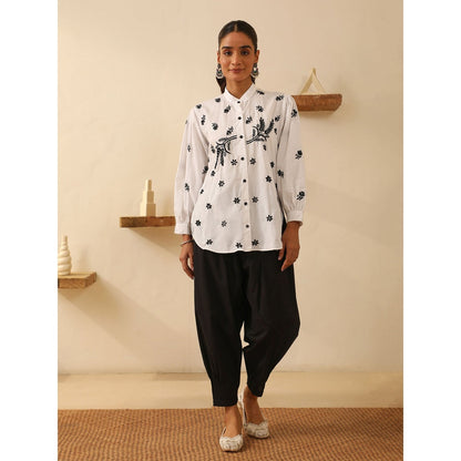 House of Chikankari White Chikankari Cotton Embroidered Shirt
