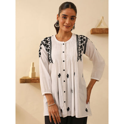 House of Chikankari White Chikankari Cotton Embroidered Tunic