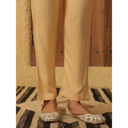 House of Chikankari Beige Rayon Solid Pant