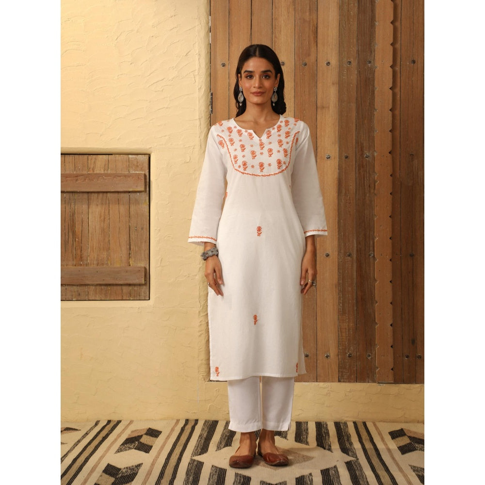 House of Chikankari Women's Chikankari Embroidered Kurta and Pant (Set of 2)