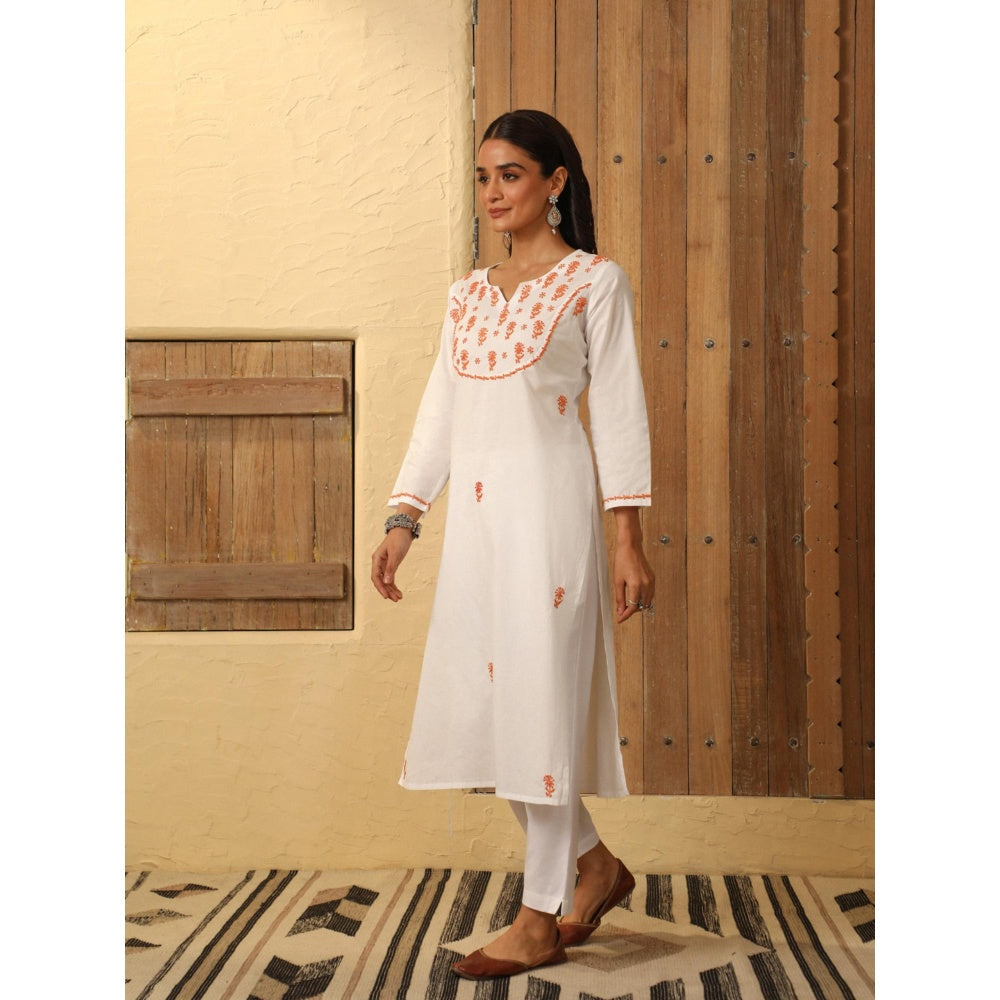 House of Chikankari Women's Chikankari Embroidered Kurta and Pant (Set of 2)