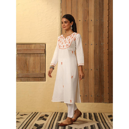 House of Chikankari Women's Chikankari Embroidered Kurta and Pant (Set of 2)