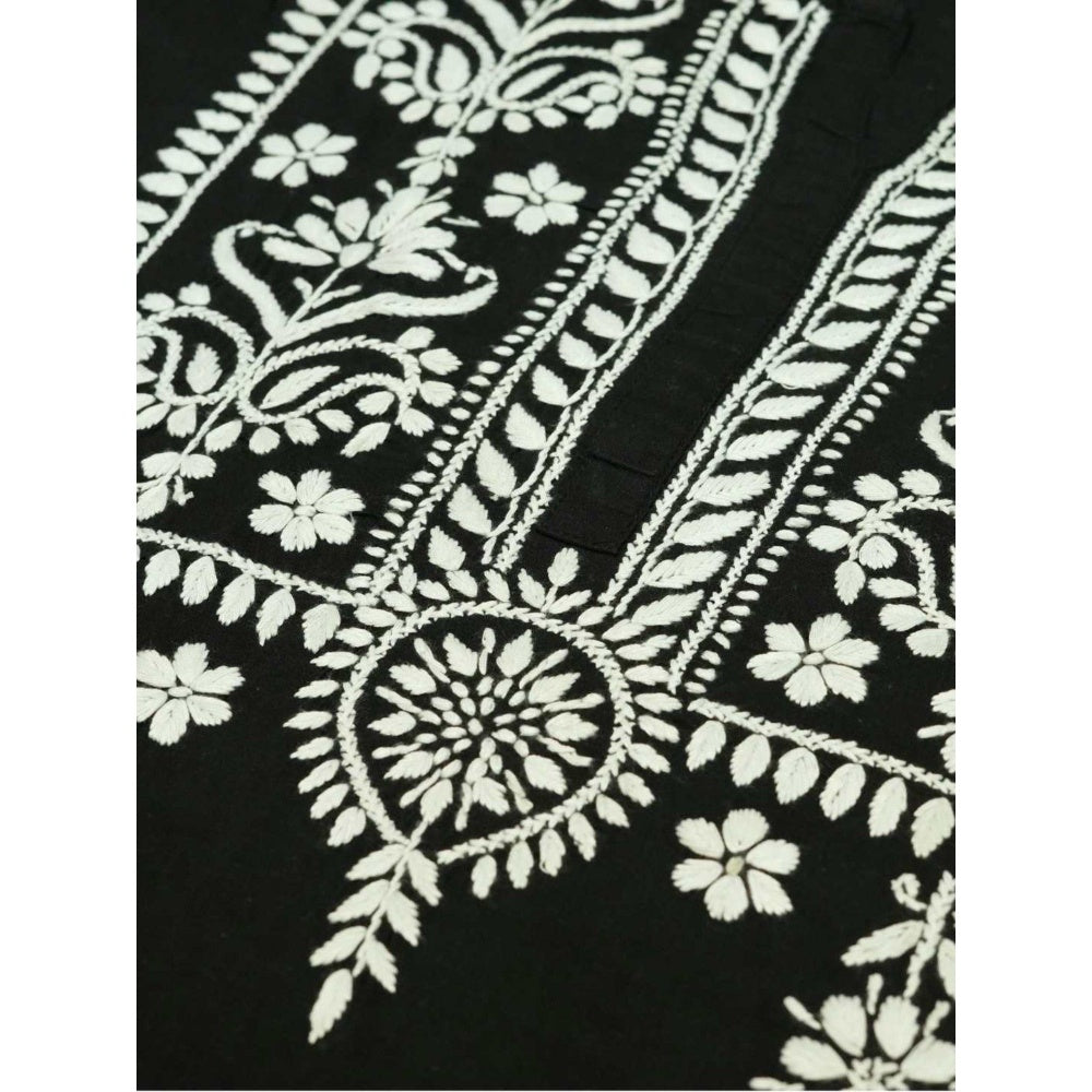 Women Cotton Straight Kurta With Palazzo - Navy Blue (Set of 2)