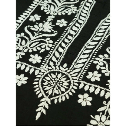 Women Cotton Straight Kurta With Palazzo - Navy Blue (Set of 2)