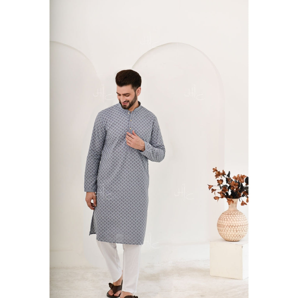 Chikankari Cotton Straight Men's Kurta