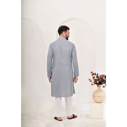 Chikankari Cotton Straight Men's Kurta