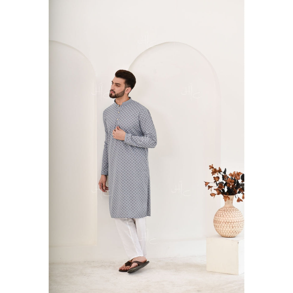 Chikankari Cotton Straight Men's Kurta
