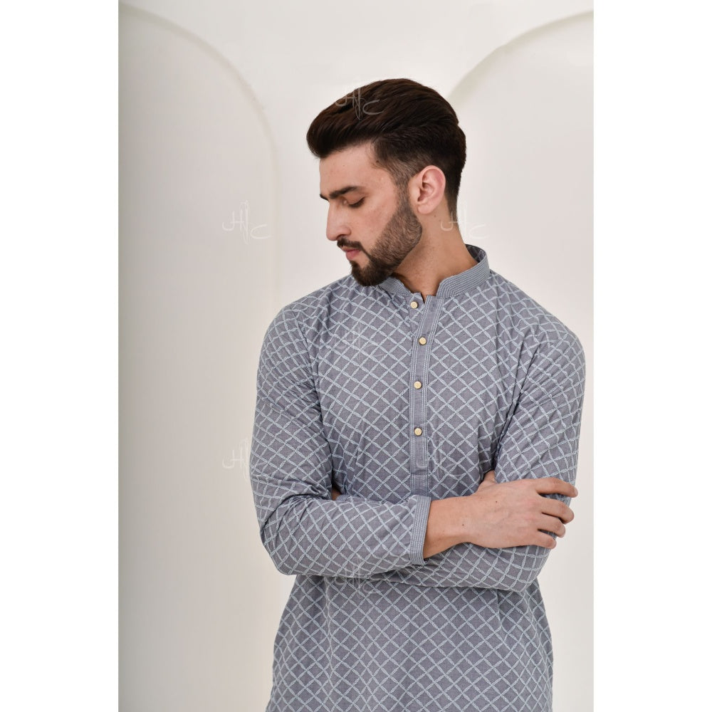 Chikankari Cotton Straight Men's Kurta