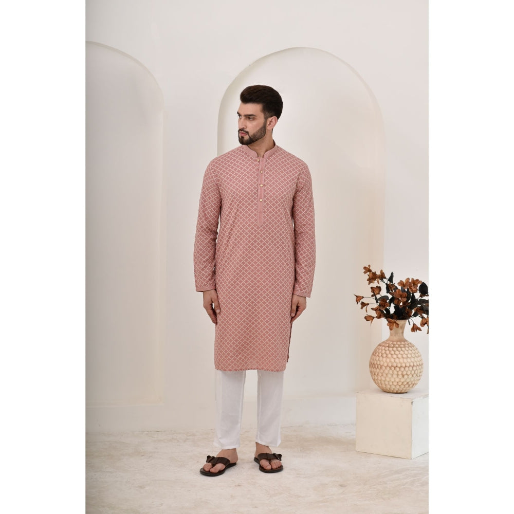Chikankari Cotton Straight Men's Kurta