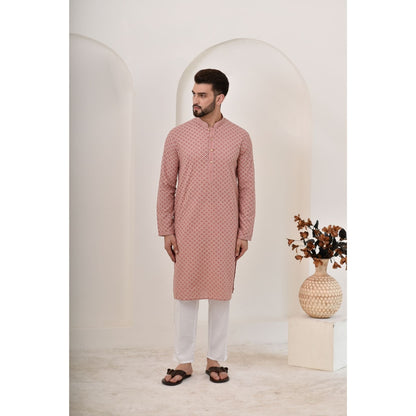 Chikankari Cotton Straight Men's Kurta