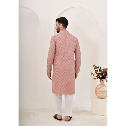 Chikankari Cotton Straight Men's Kurta