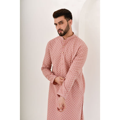 Chikankari Cotton Straight Men's Kurta