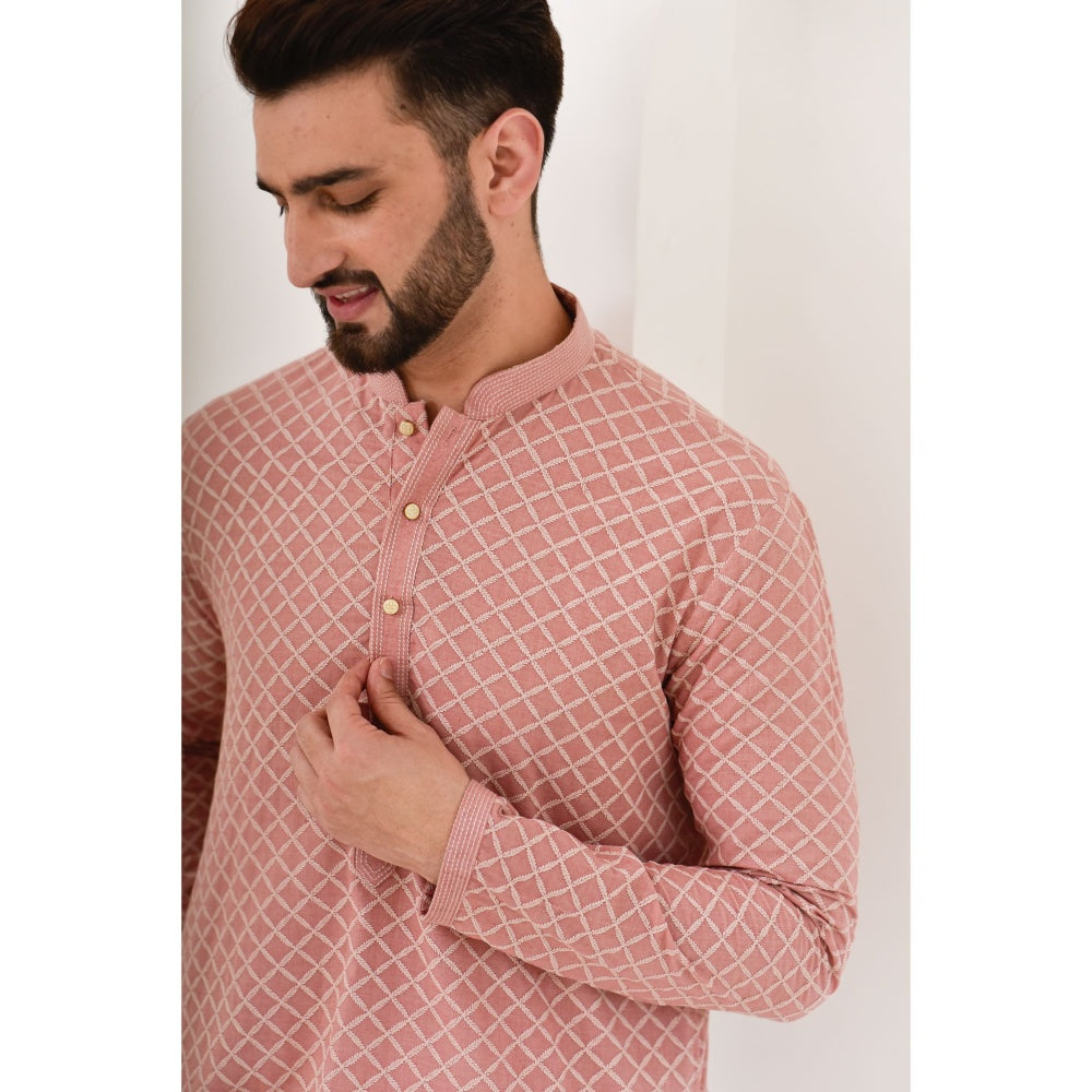 Chikankari Cotton Straight Men's Kurta