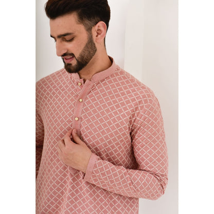 Chikankari Cotton Straight Men's Kurta
