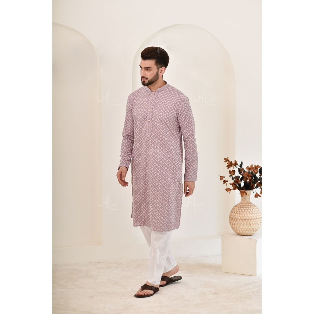 Chikankari Cotton Straight Men's Kurta