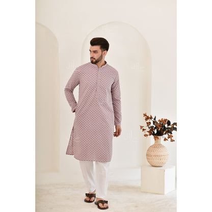 Chikankari Cotton Straight Men's Kurta