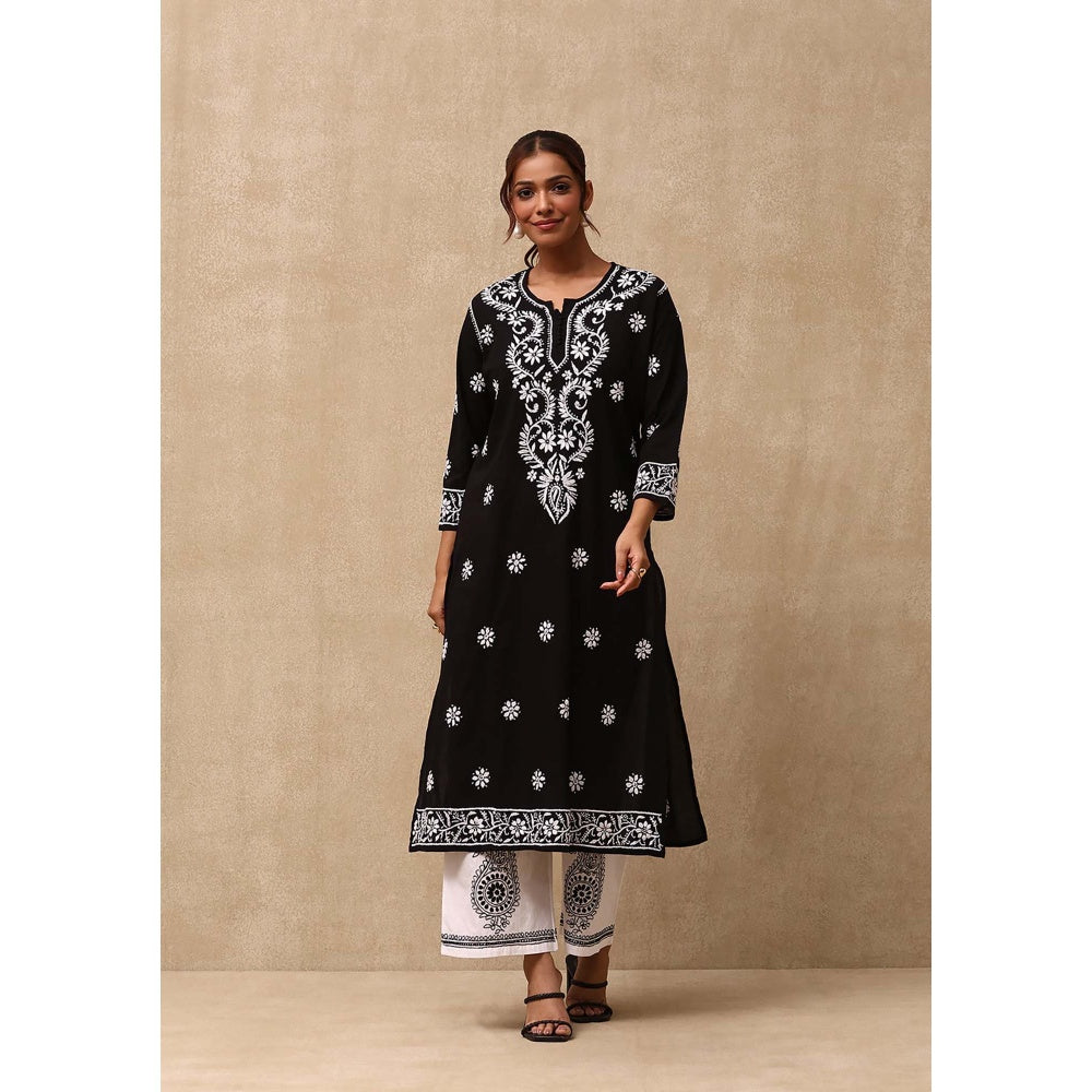 House of Chikankari Black Irhaa Chikankari Cotton Kurta & Pant (Set of 2)