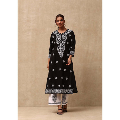 House of Chikankari Black Irhaa Chikankari Cotton Kurta & Pant (Set of 2)