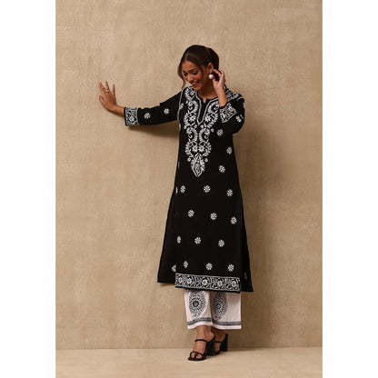 House of Chikankari Black Irhaa Chikankari Cotton Kurta & Pant (Set of 2)