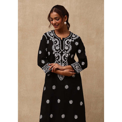 House of Chikankari Black Irhaa Chikankari Cotton Kurta & Pant (Set of 2)
