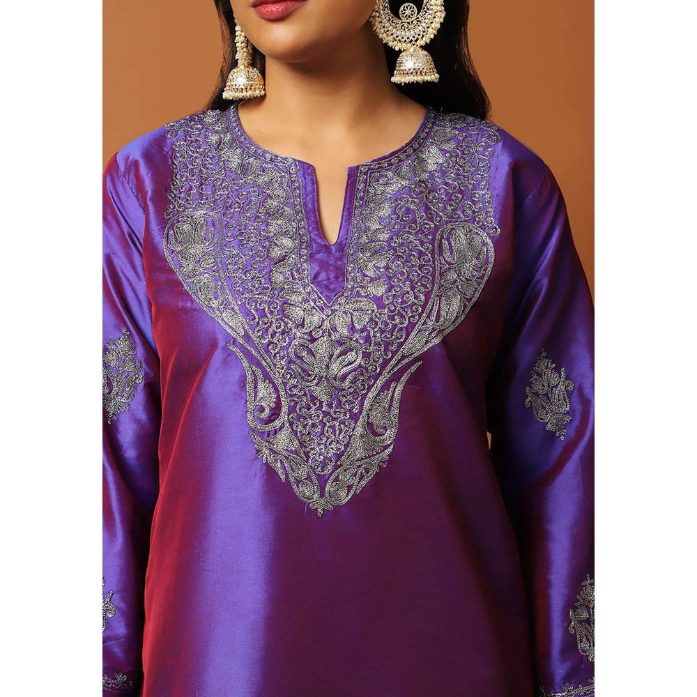 House of Chikankari Purple Kurti with Pant