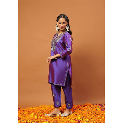 House of Chikankari Purple Kurti with Pant