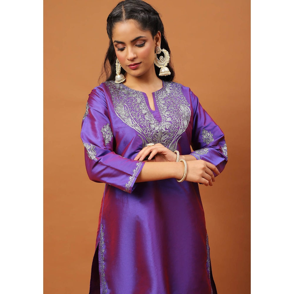 House of Chikankari Purple Kurti with Pant