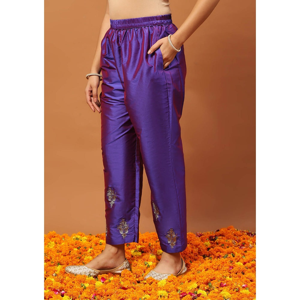 House of Chikankari Purple Kurti with Pant
