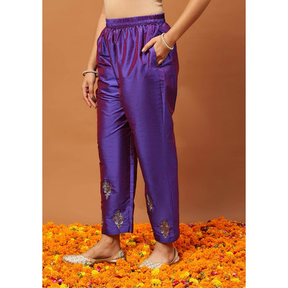 House of Chikankari Purple Kurti with Pant