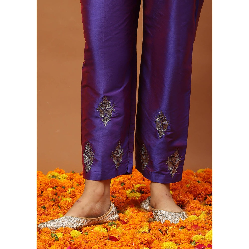 House of Chikankari Purple Kurti with Pant