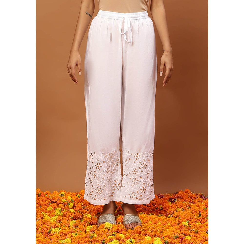 House of Chikankari Orange Chikankari Kurta with Inner, Pant and Dupatta