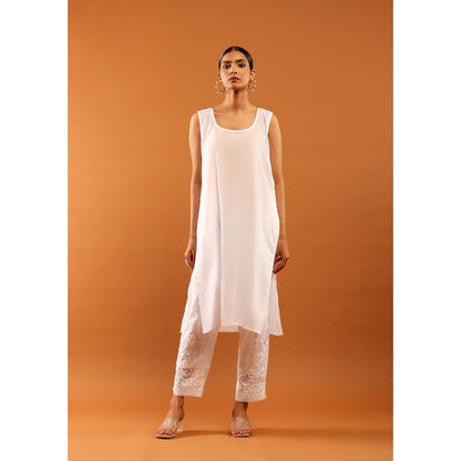 House of Chikankari White Kota Chikankari Women's Kurta with Pant