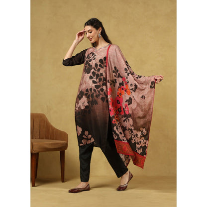 House of Chikankari Women's Black Muslin Printed Kurta and Pant with Dupatta