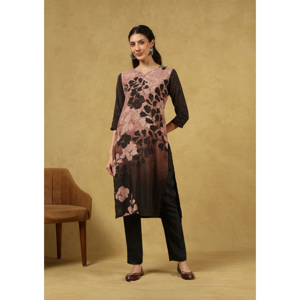 House of Chikankari Women's Black Muslin Printed Kurta and Pant with Dupatta