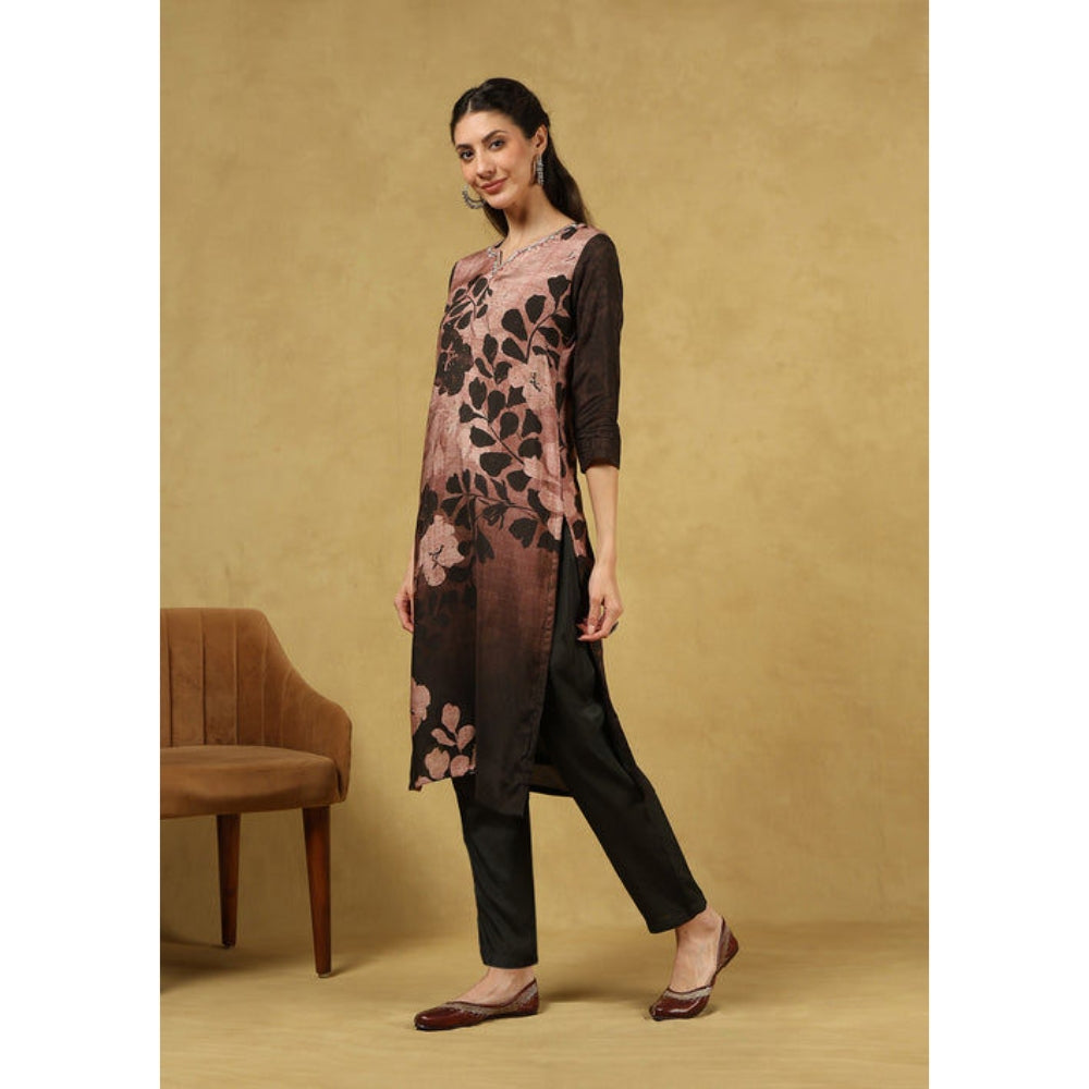 House of Chikankari Women's Black Muslin Printed Kurta and Pant with Dupatta