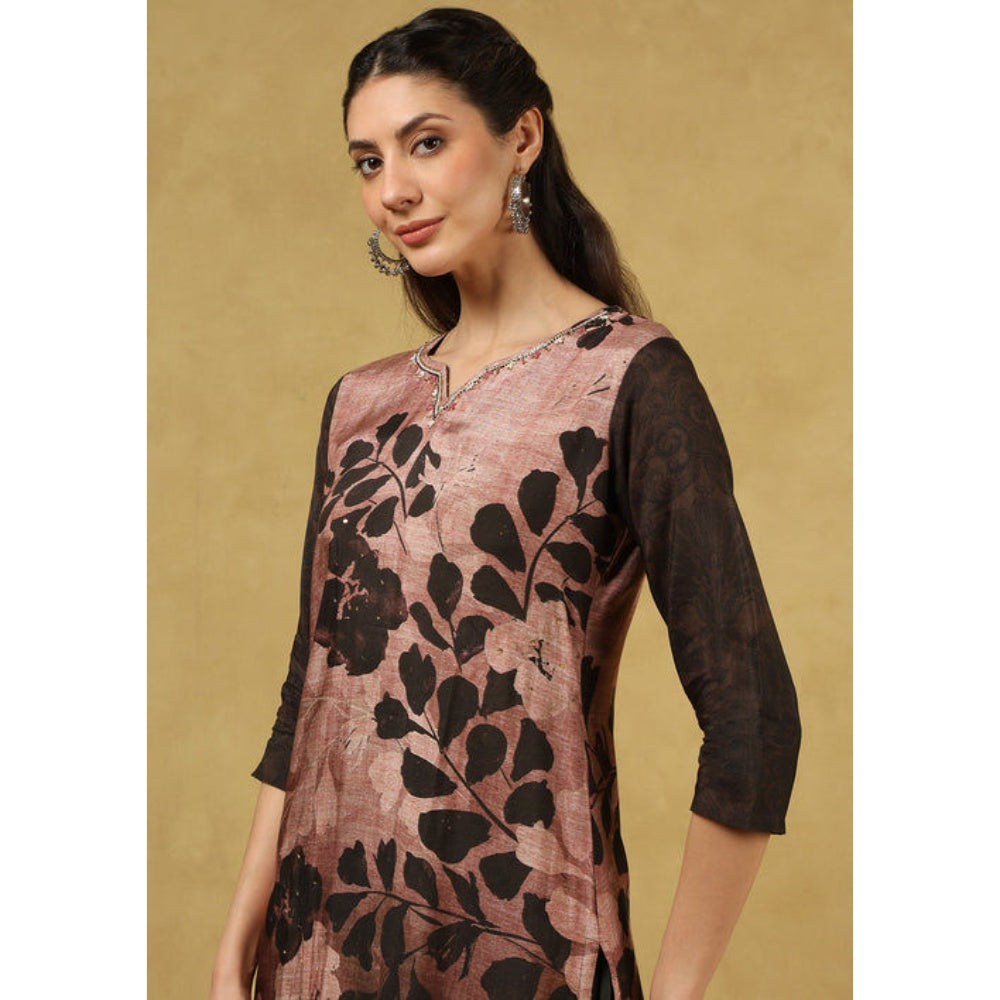 House of Chikankari Women's Black Muslin Printed Kurta and Pant with Dupatta